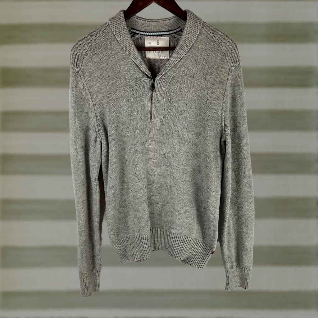 Banana Republic Banana Republic Heritage Mens Gray Speckled 1/4 Zip Sweater Size S 100 Cotton Size US S / EU 44-46 / 1 - 1 Thumbnail