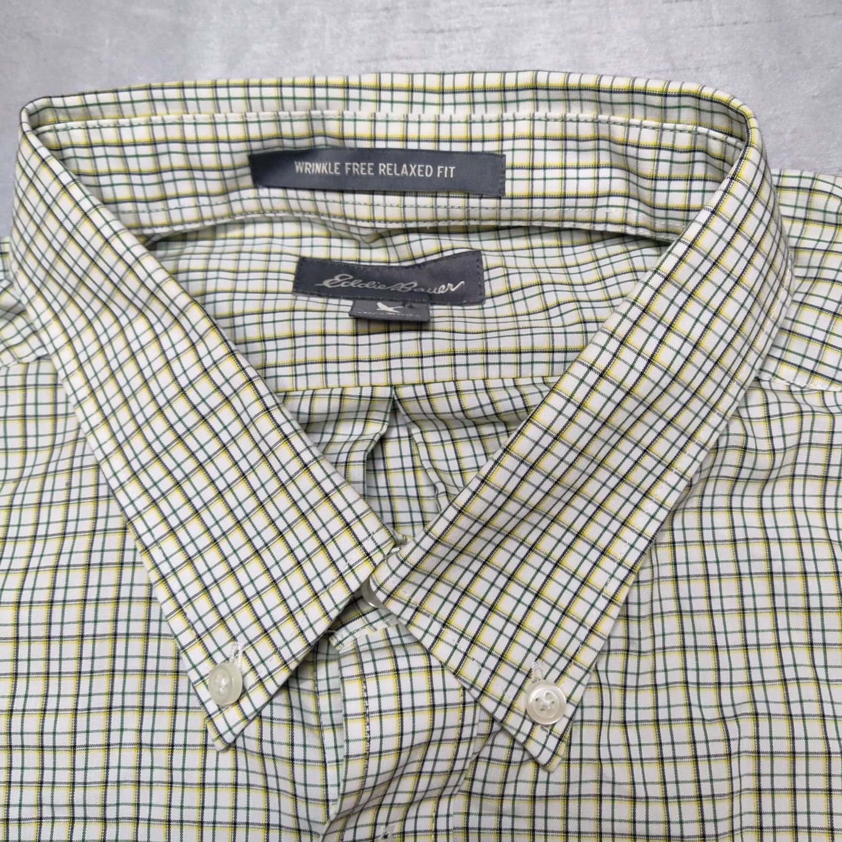Eddie Bauer VINTAGE Eddie Bauer Shirt Men Big & Tall XLT Wrinkled Free Relaxed Fit Green Check Short Sleeve Button-Up Shirt Size US XL / EU 56 / 4 - 4 Thumbnail