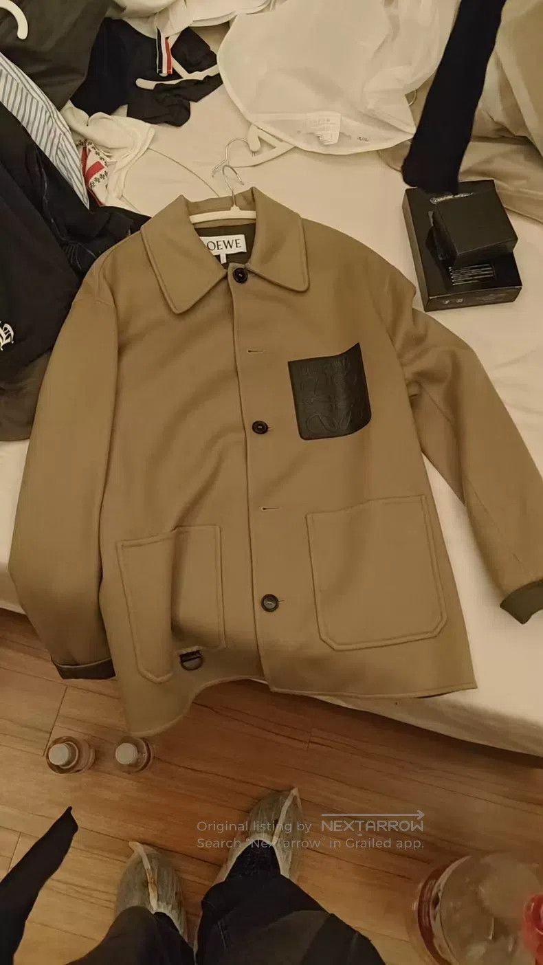Loewe Loewe Beige and Brown Leather Patch Cargo Jacket Size US S / EU 44-46 / 1 - 1 Thumbnail