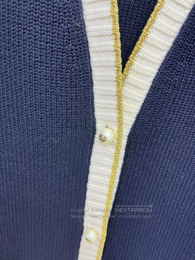 Gucci Gucci Blue and white pearl button knitted cardigan coat Size XS / US 0-2 / IT 36-38 - 2 Thumbnail