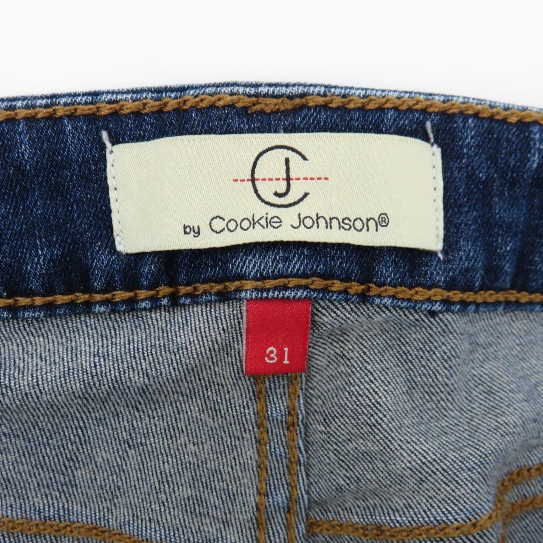 Vintage Cookie Johnson Women Jeans 31 Blue Denim 5-Pocket Straight Mid Rise Cotton Blend Vintage? No. Size 24" / US 00 / IT 34 - 6 Thumbnail
