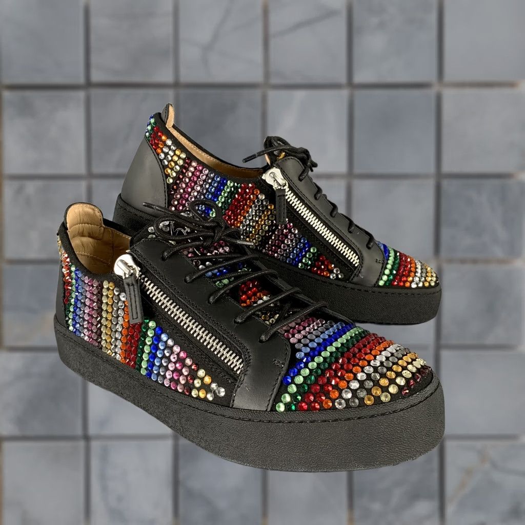 Giuseppe Zanotti GIUSEPPE ZANOTTI Sneakers Size 13 Black Studded Multi Color Mixed Fabrics Zip Mens Size US 13 / EU 46 - 1 Thumbnail