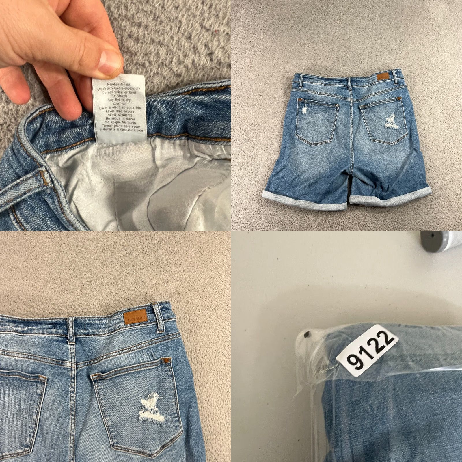 Denime Judy Blue Bermuda Shorts Women 1XL Denim Distressed Rolled Hem 7" Inseam Blue Cotton Polyester Spandex 5-Pocket Size 40" / US 18 - 8 Thumbnail