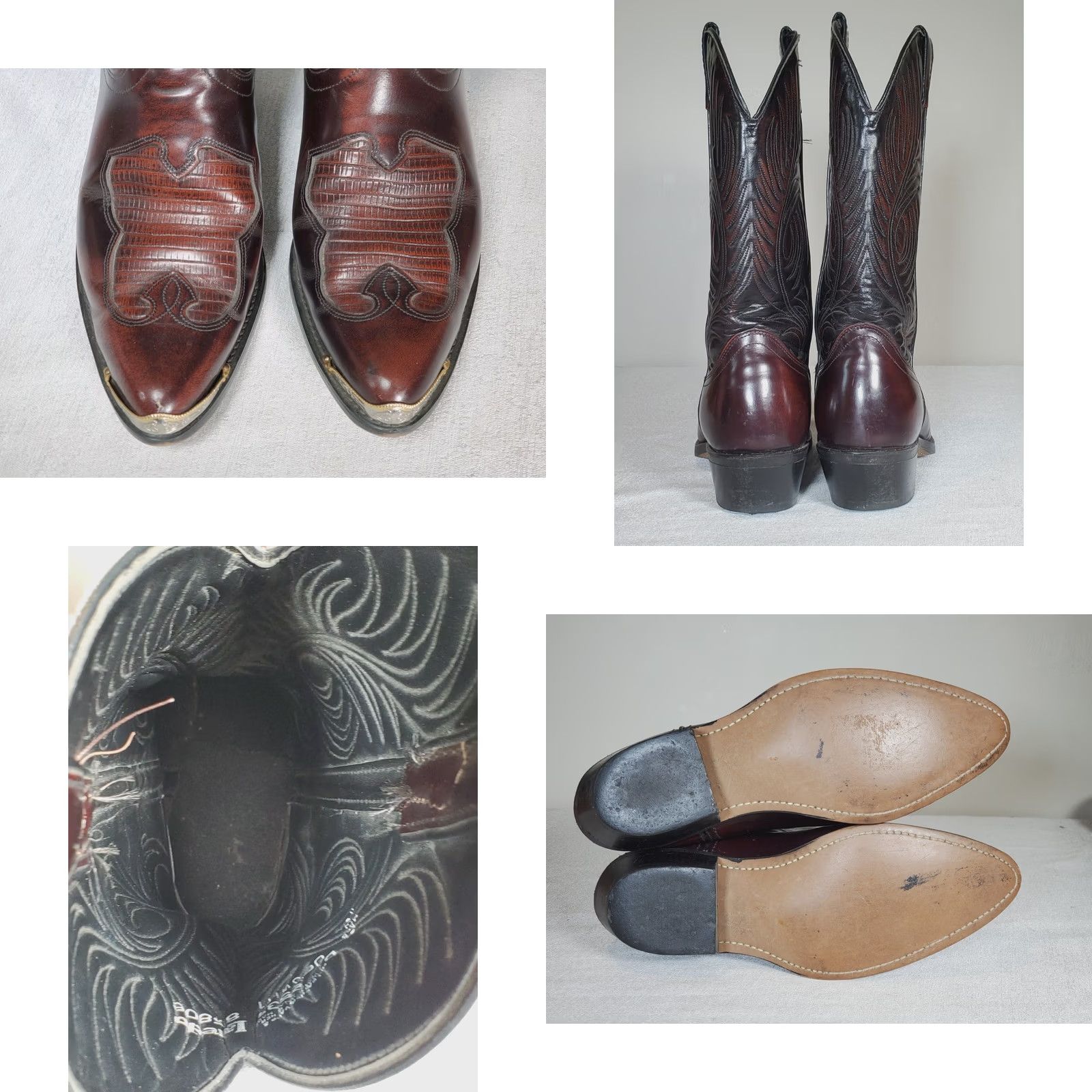 Vintage VINTAGE Laredo Brown Cherry Leather Cowboy Boots 2537 Gold Tip Embossed Vamp Men US 9 D Size US 9 / EU 42 - 8 Thumbnail