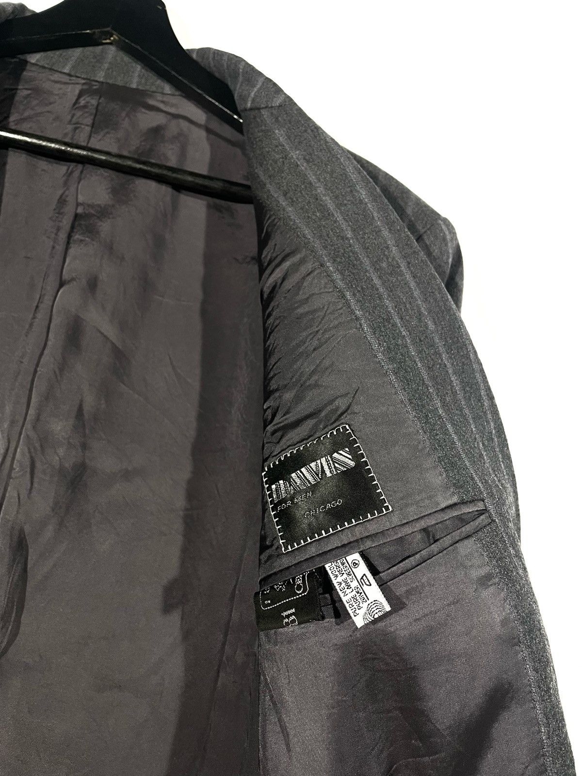 Canali × Cerruti 1881 Canali Grey Wool Stripe Vintage Blazer Size 52 1881 Cerruti Size 52R - 7 Thumbnail