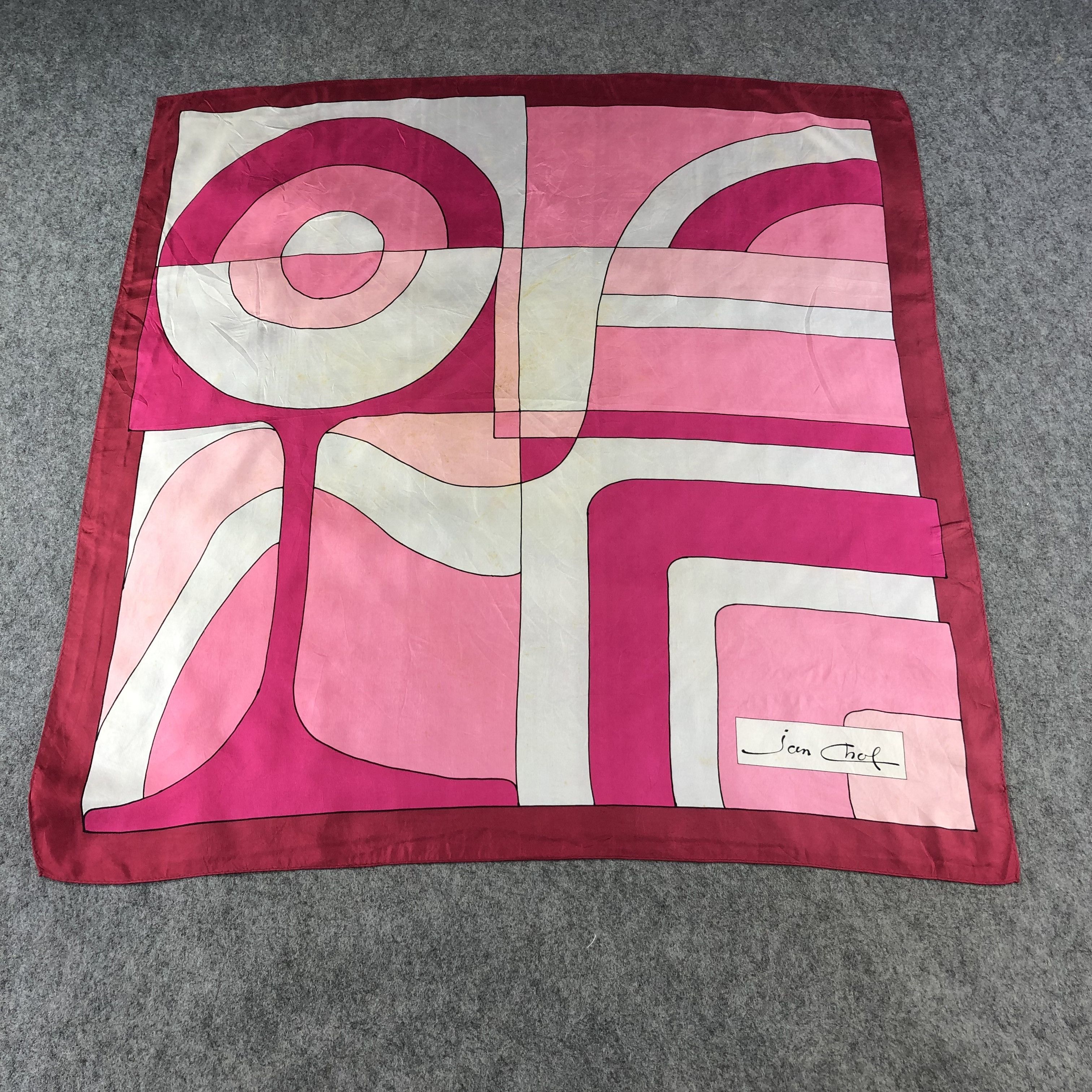 Vintage Jan Chol Abstract Silk Scarf M915 Size ONE SIZE - 1 Thumbnail