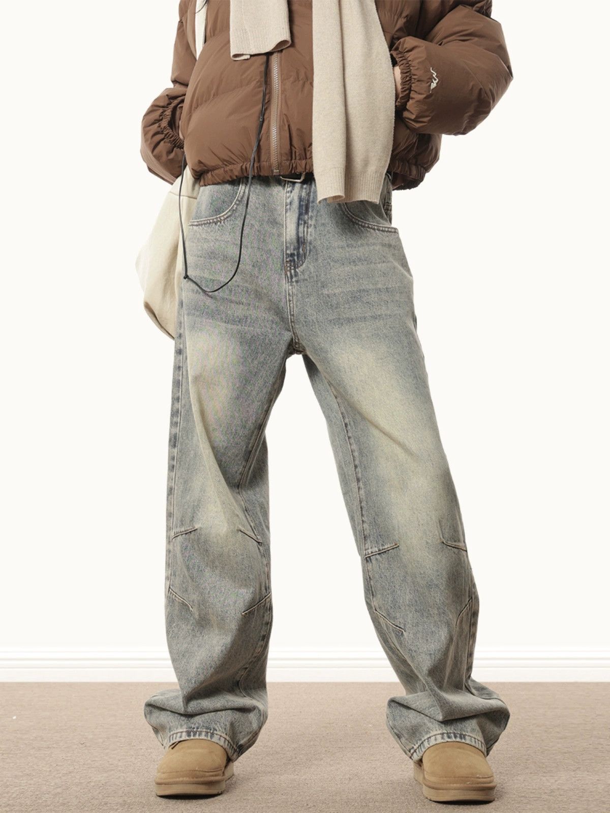 washed faded loose baggy dance jeans