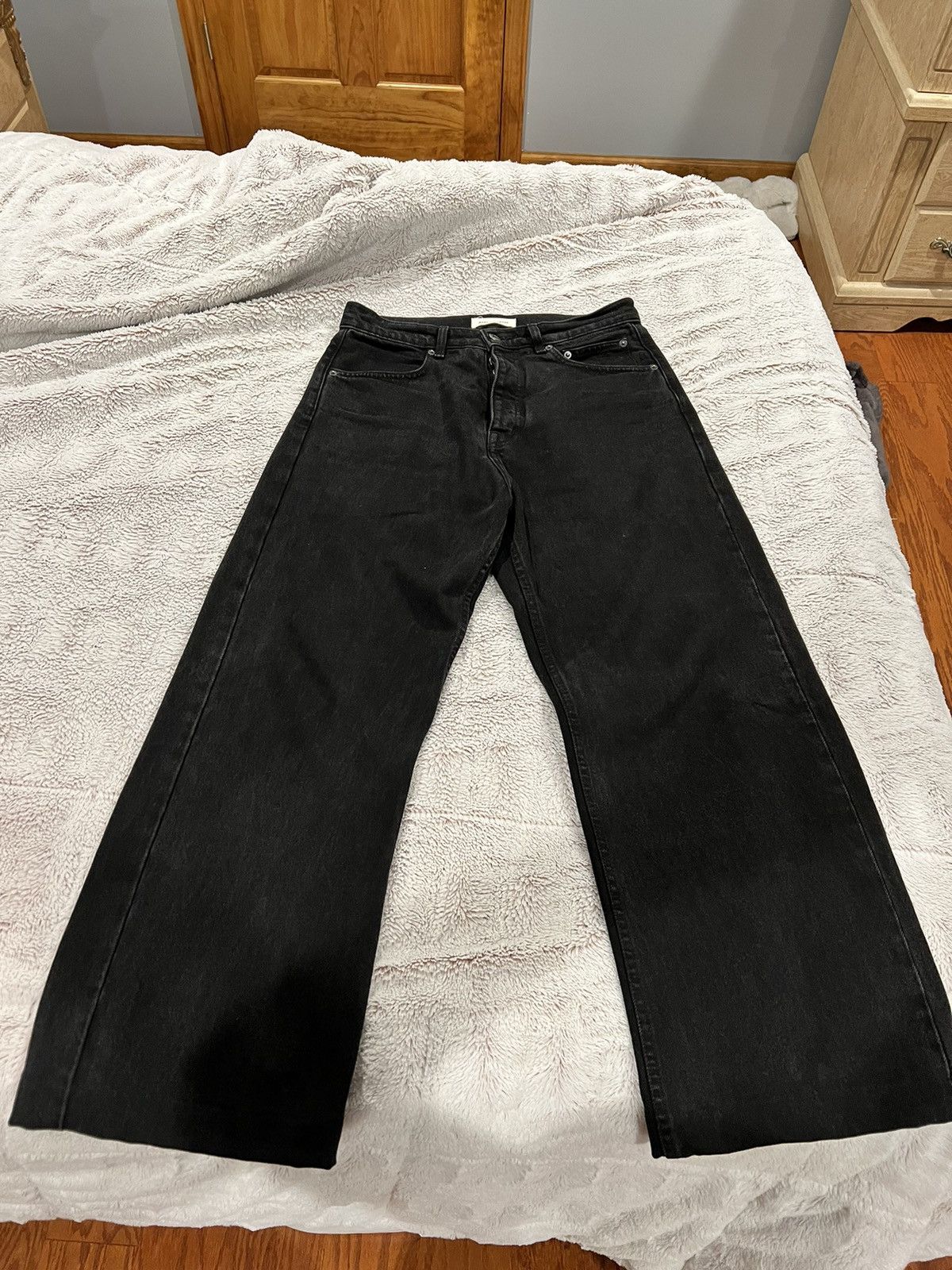 image of Bare Knuckles Javier Wide Leg Jeans Size 30 in Black, Men's