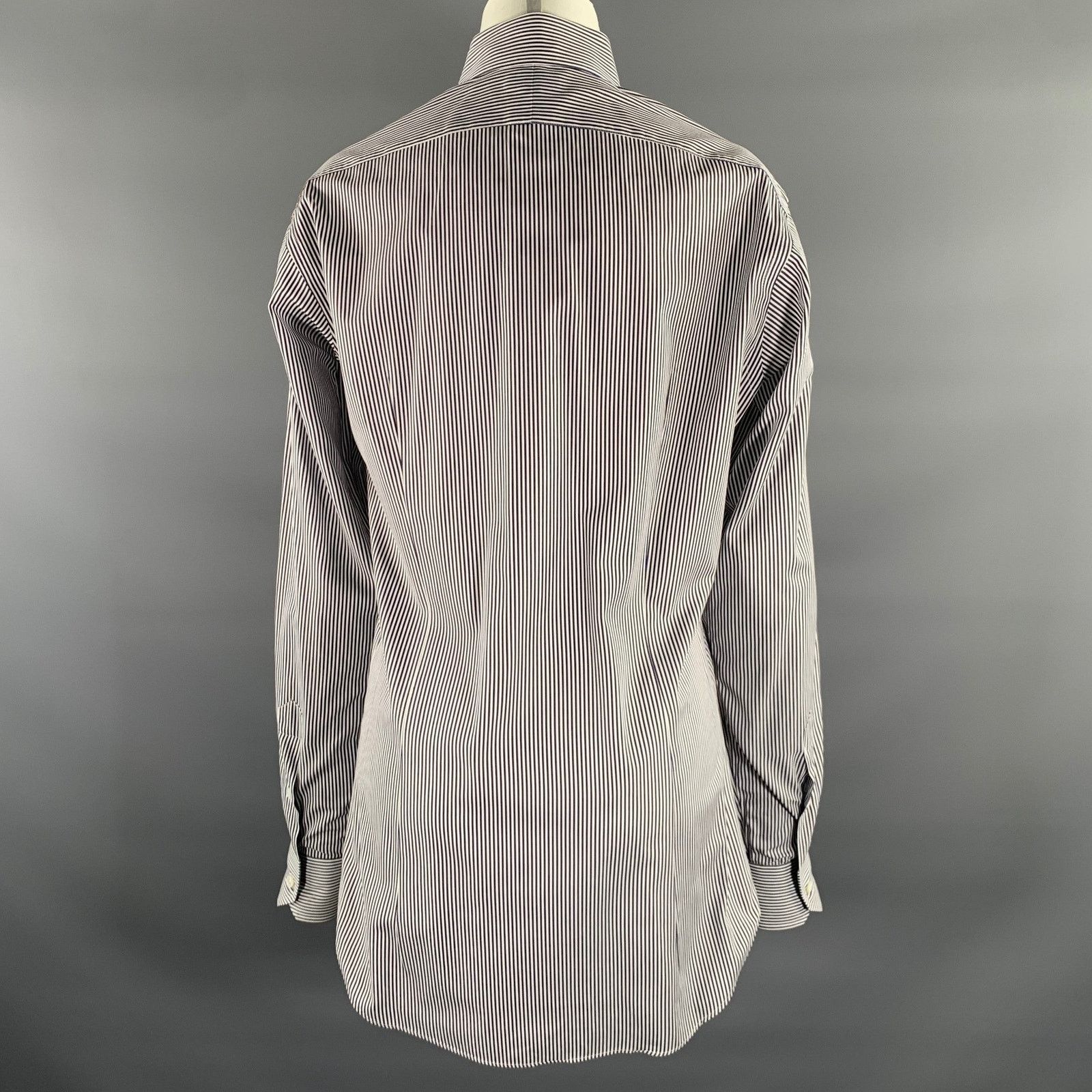 Hamilton Size S Off White Blue & Brown Stripe Cotton LS Shirt Size US M / EU 48-50 / 2 - 3 Thumbnail
