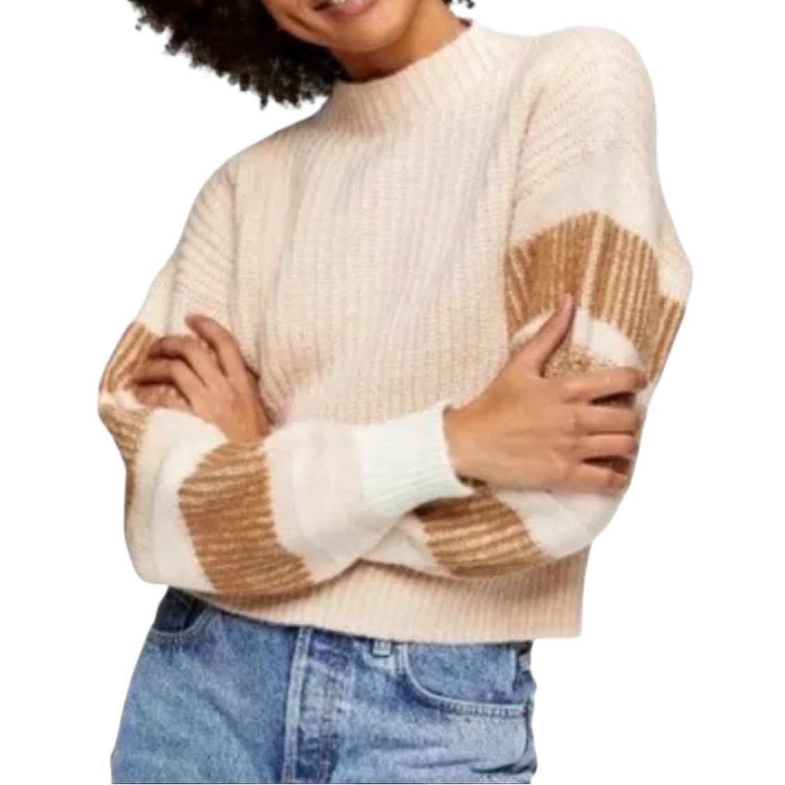 Topshop TopShop beige and tan slouchy striped sweater Size M / US 6-8 / IT 42-44 - 2 Thumbnail