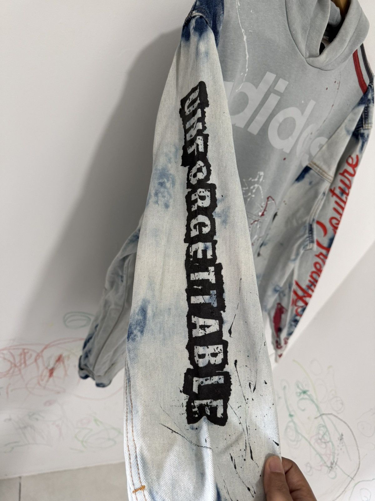 Adidas Reworked Custom Adidas Denim Jacket Hoodie Size US XL / EU 56 / 4 - 7 Thumbnail