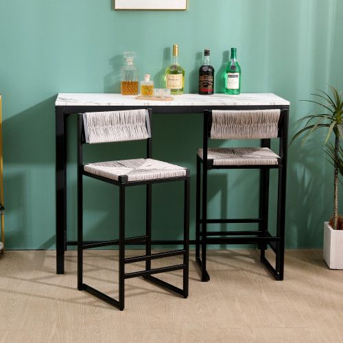 Designer × Homemade Gray Set of 2 Hand Weave Bar Stools with Back Counter Height Size US L / EU 52-54 / 3 - 8 Thumbnail