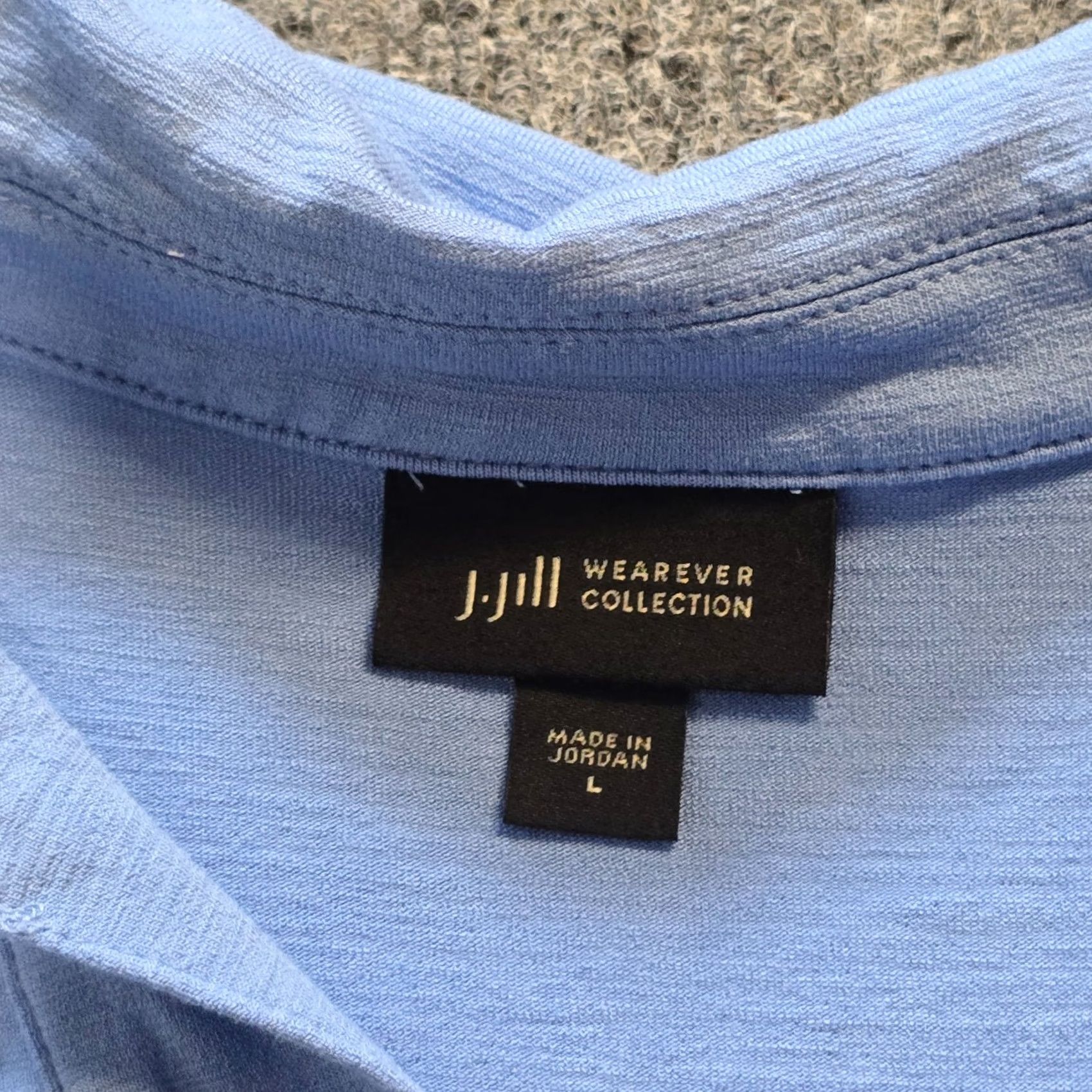 J. Jill J Jill Top Women Size Large Blue Slub Knit Short Sleeve Collared Wearever Casual Shirt Mens? (note: no) Size L / US 10 / IT 46 - 4 Thumbnail