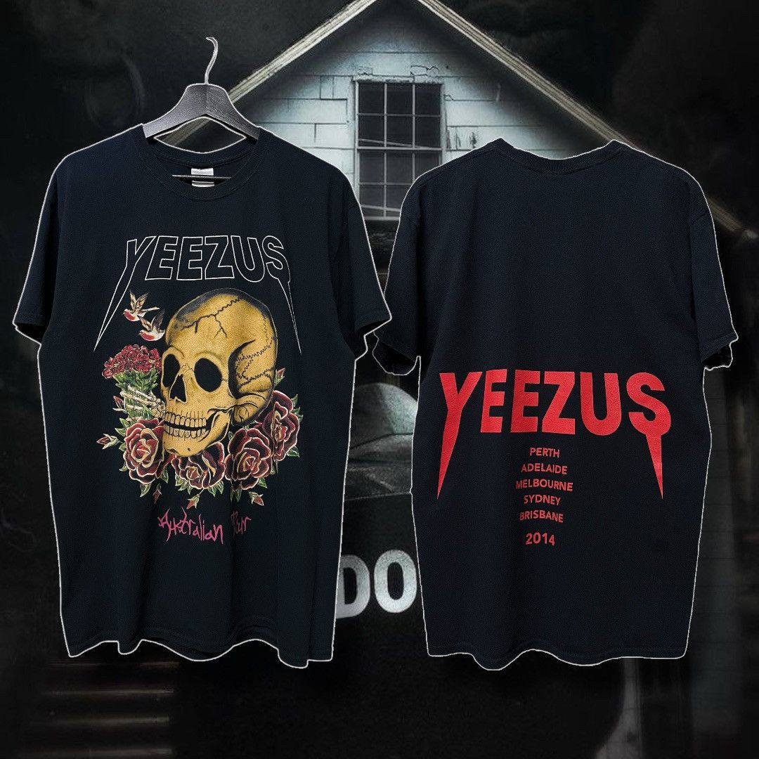 Kanye West × Wes Lang Kanye West Australia Tour 🇦🇺2014 Skull Rose 🥀 black tee Size US L / EU 52-54 / 3 - 1 Thumbnail