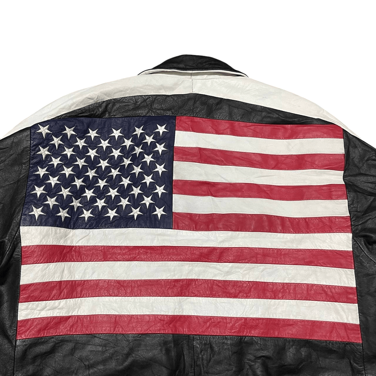 Vintage Vintage Flight Jacket Big USA Flag Leather Cowhide Size US L / EU 52-54 / 3 - 15 Thumbnail