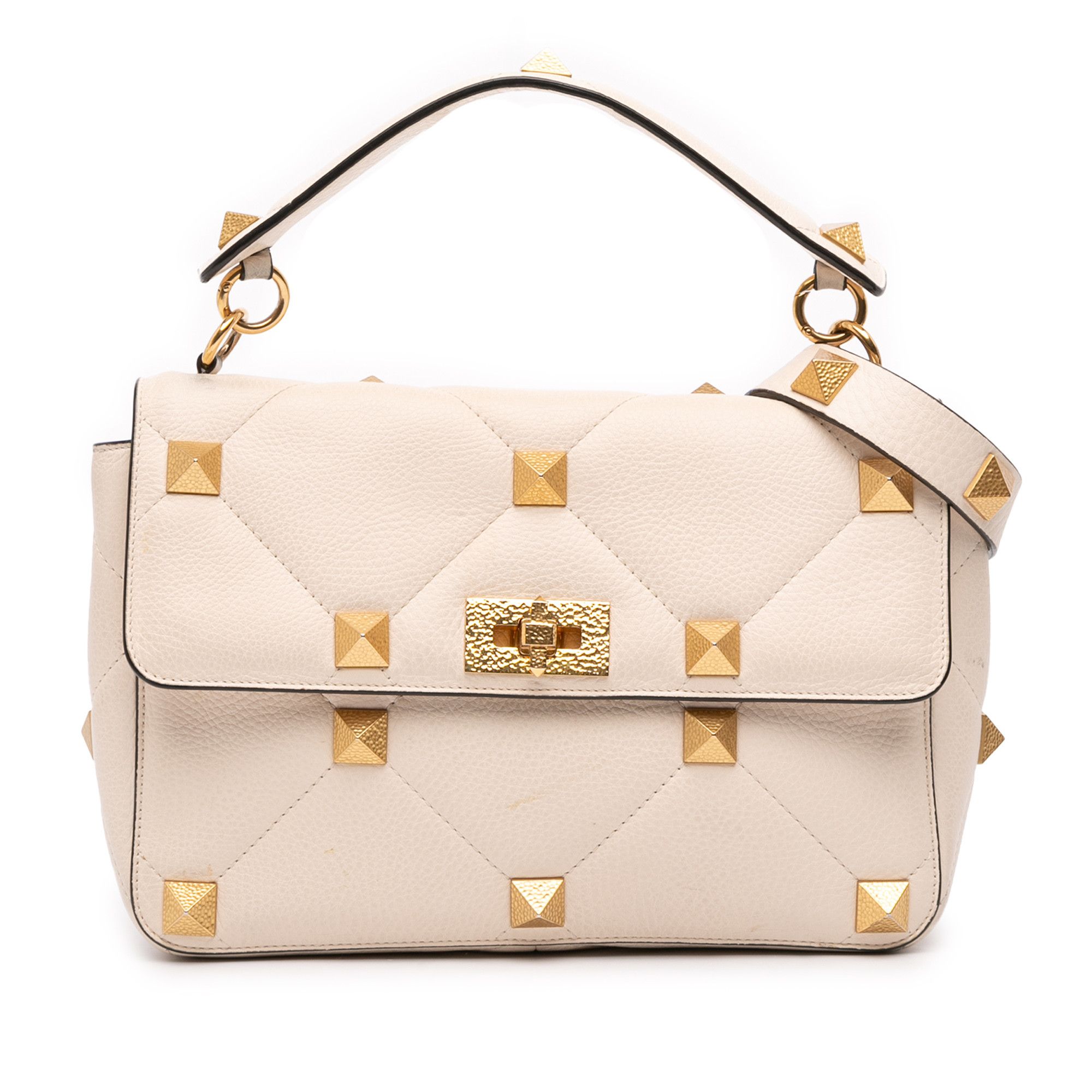 Valentino Large Grained Calfskin Roman Stud Satchel