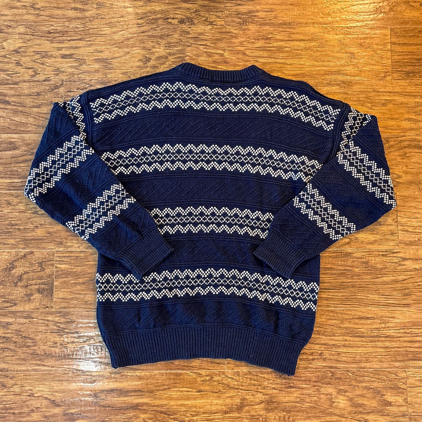 Other Vtg Claybrooke Blue White Chevron Stripe Winter 90s Sweater Size US XL / EU 56 / 4 - 3 Thumbnail