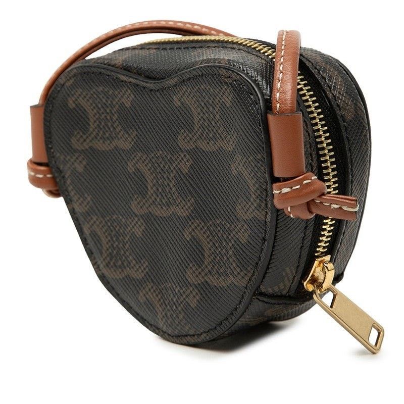 Celine Celine Micro Heart Pochette Coated Canvas Shoulder Bag Brown Size ONE SIZE - 2 Thumbnail