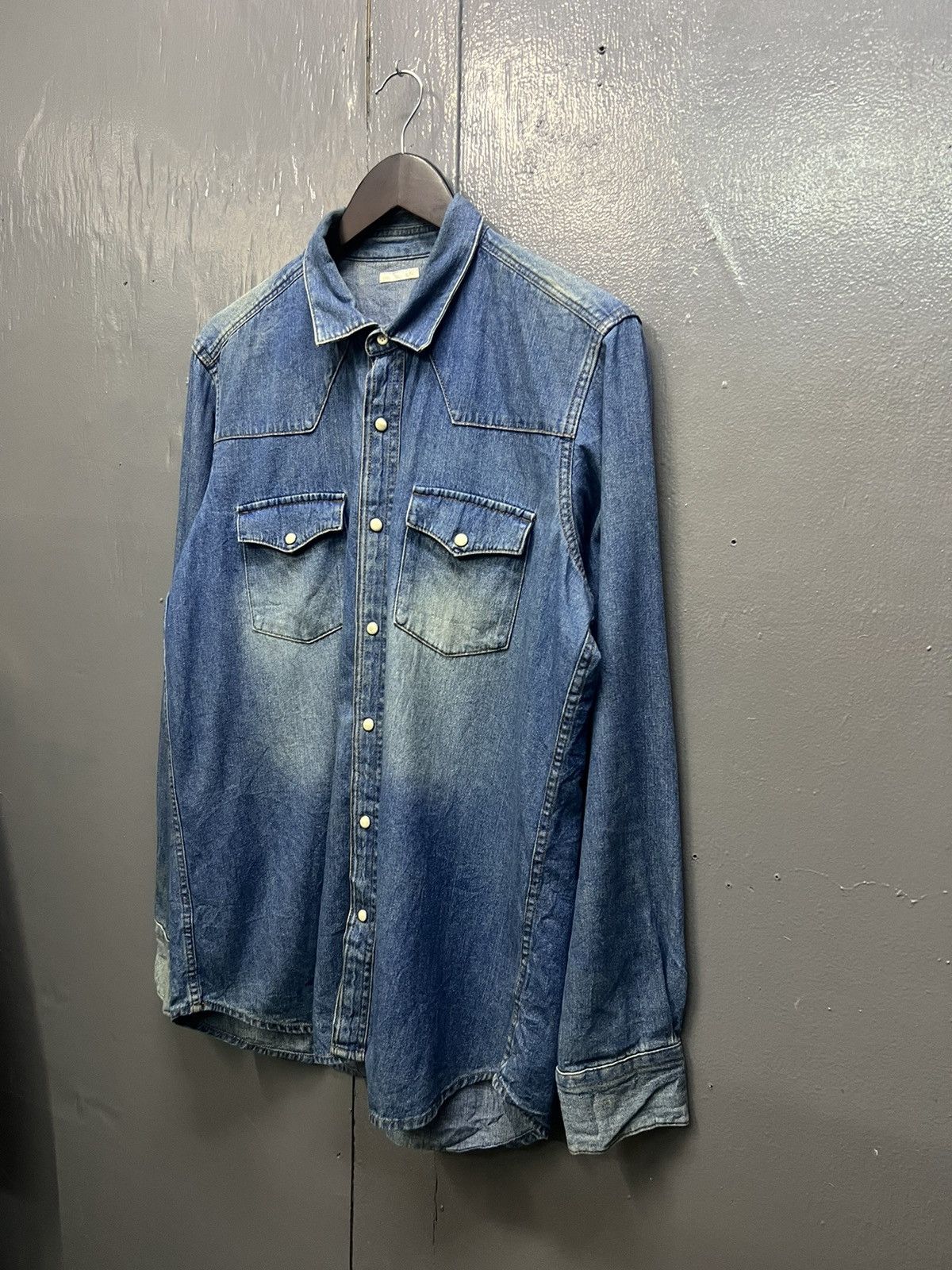 GU GU Western Pearl Snap Button Denim Shirt Longsleeve Size US XL / EU 56 / 4 - 2 Thumbnail