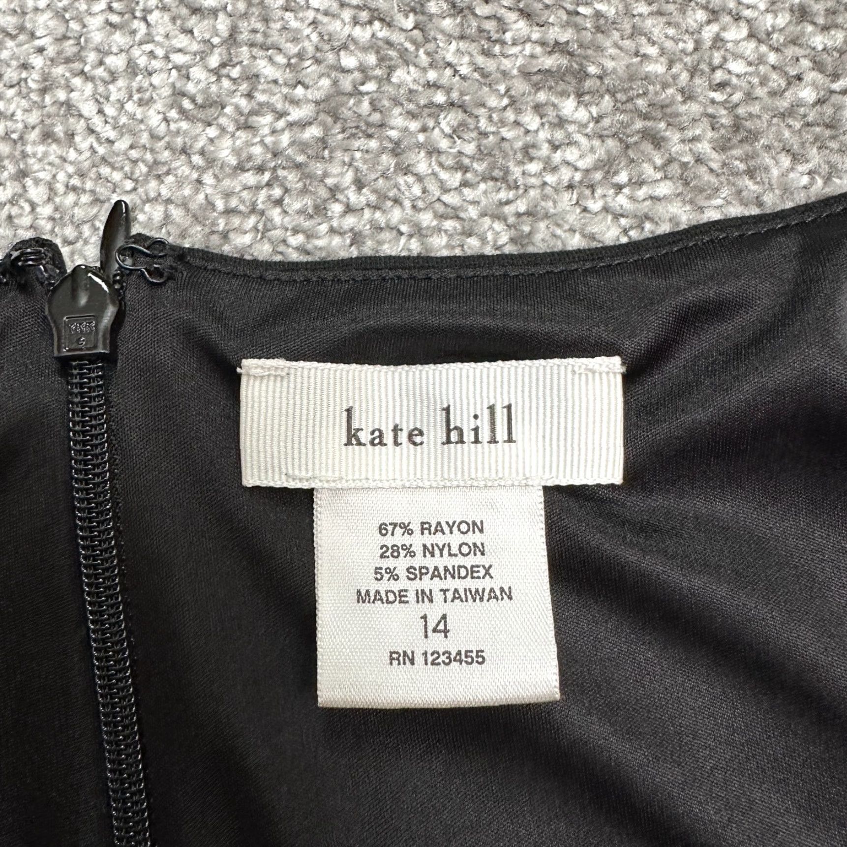 Vintage Kate Hill Dress Womens 14 Black Square Neck Sleeveless Belted A-Line Knee Length Size XL / US 12-14 / IT 48-50 - 6 Thumbnail