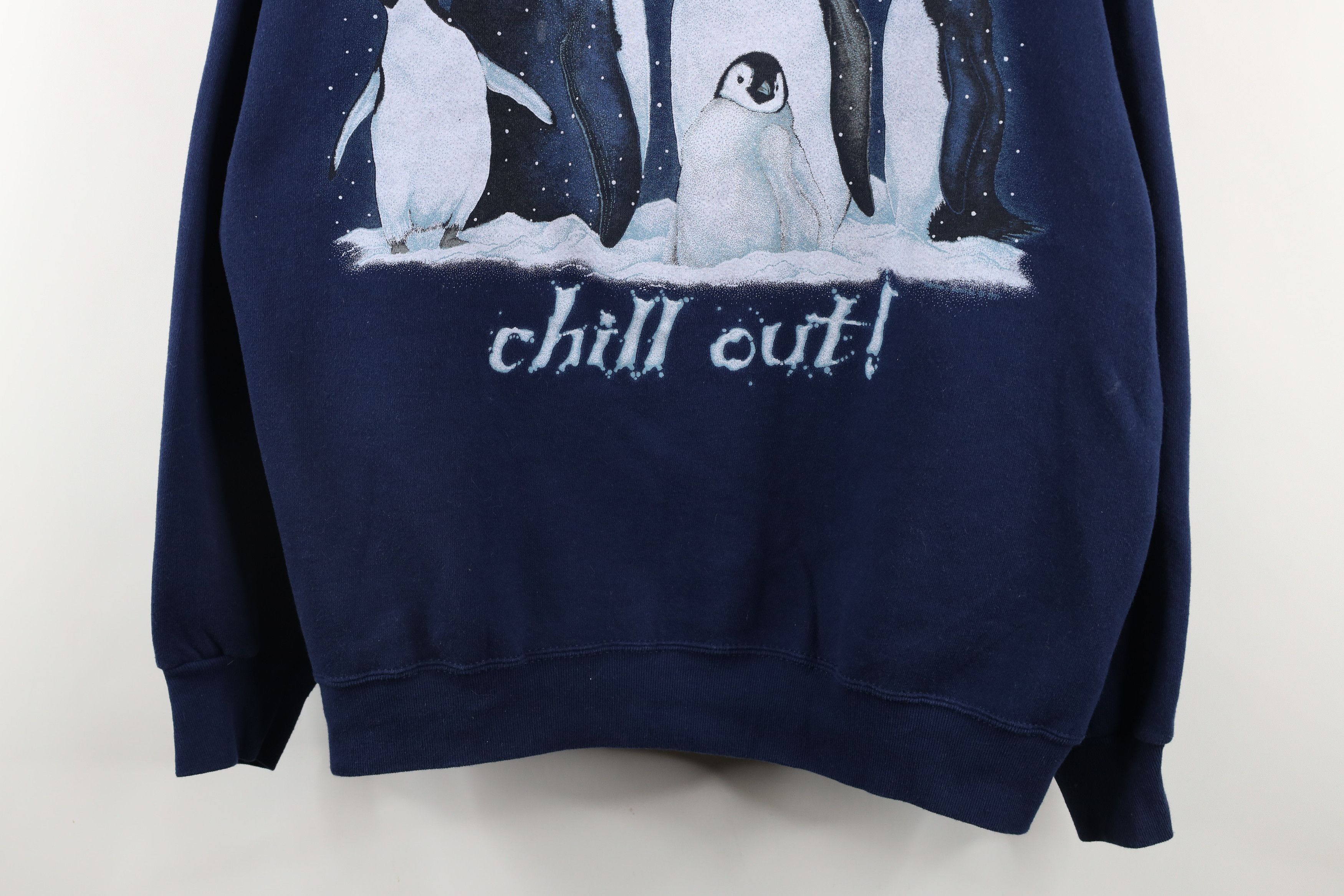 Vintage Vintage 90s Streetwear Out Penguins Crewneck Sweatshirt Blue Size US XL / EU 56 / 4 - 3 Thumbnail