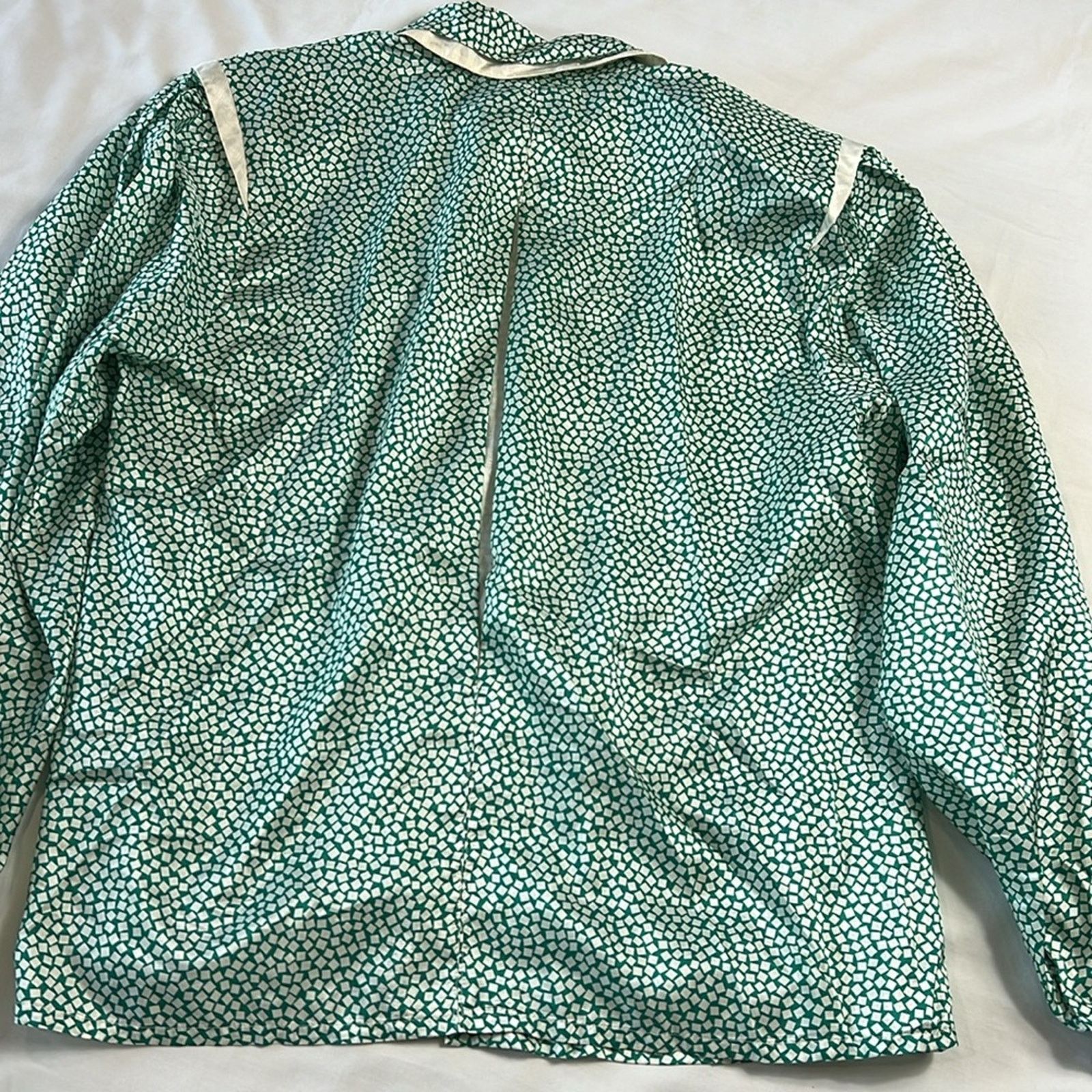 Other Nicola 80s Womens L 14 Green Button Up Long-Sleeve Vintage Size L / US 10 / IT 46 - 8 Thumbnail