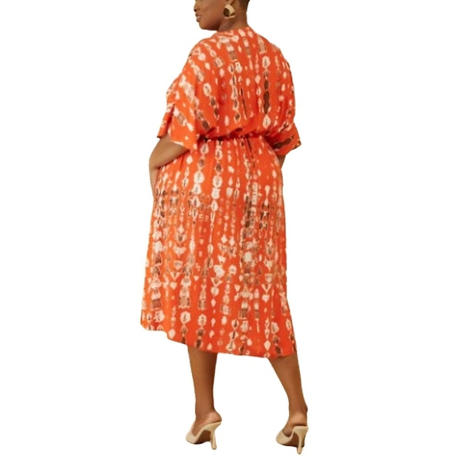 Other MANDARINE ☆ ABSTRACT PRINT ☆ MIDI DRESS ☆ 5x ☆ NWT Size 4XL / US 24-26 - 6 Thumbnail