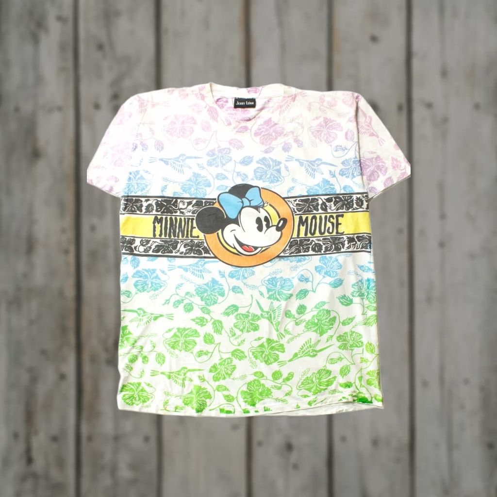 Vintage VINTAGE Minnie Mouse Floral Single Stitch T-Shirt Jerry Leigh Unisex Adults Size Large White 1990s Mens Womens Boys Girls Size US L / EU 52-54 / 3 - 1 Thumbnail