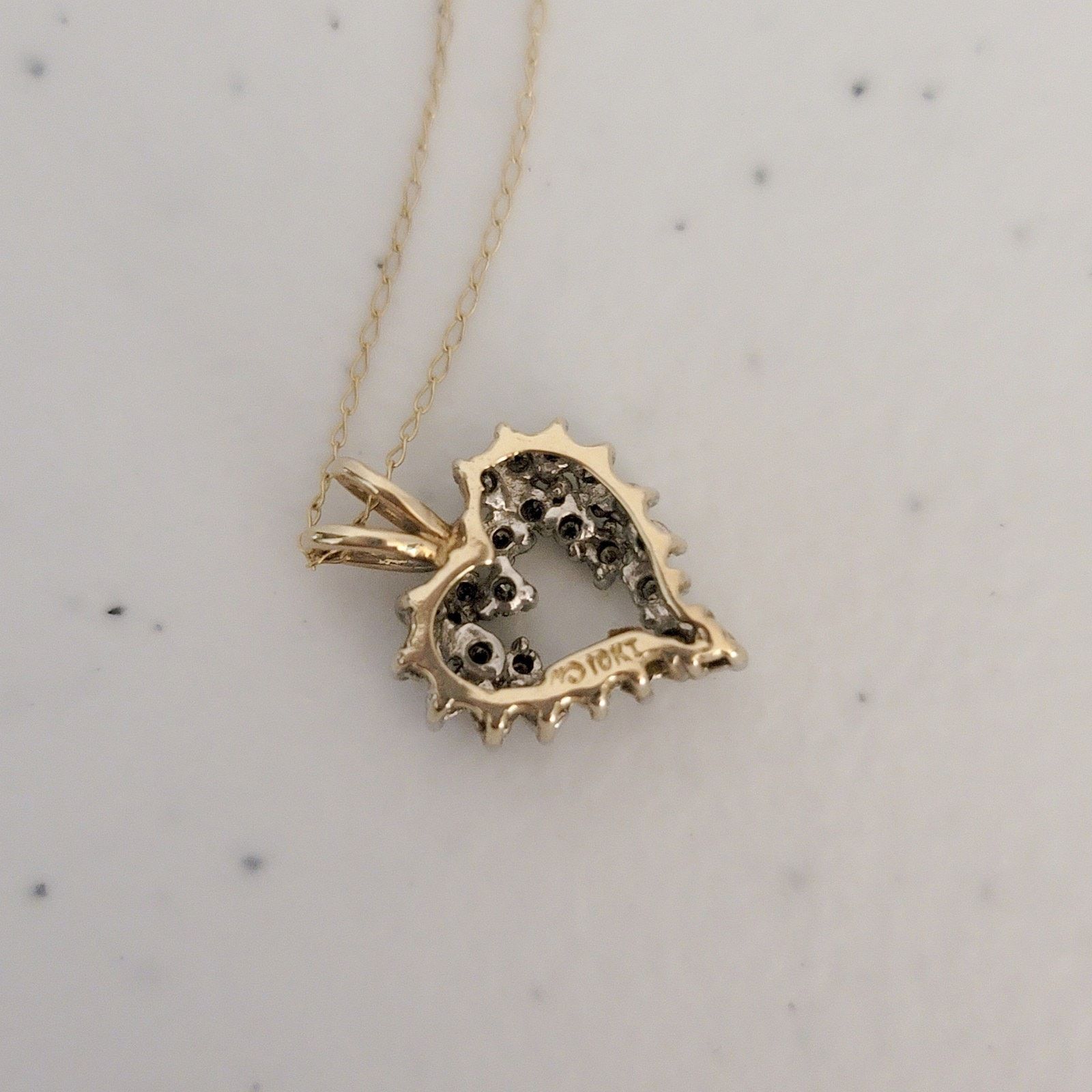 Vintage VTG 1980s 18" Marsala 10K Gold 1/4 CT Diamond Heart Necklace Size ONE SIZE - 5 Thumbnail