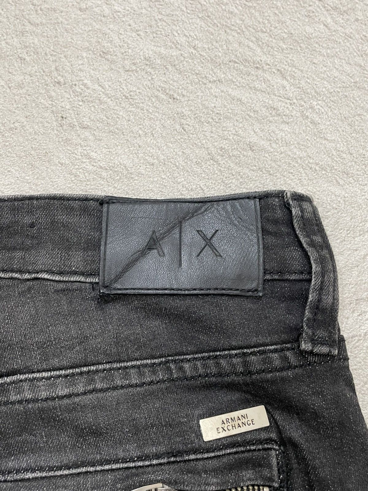 Armani Exchange Armani Exchange Black Biker Jeans w/ Ribbed Knee Panels LGB Size US 34 / EU 50 - 11 Thumbnail