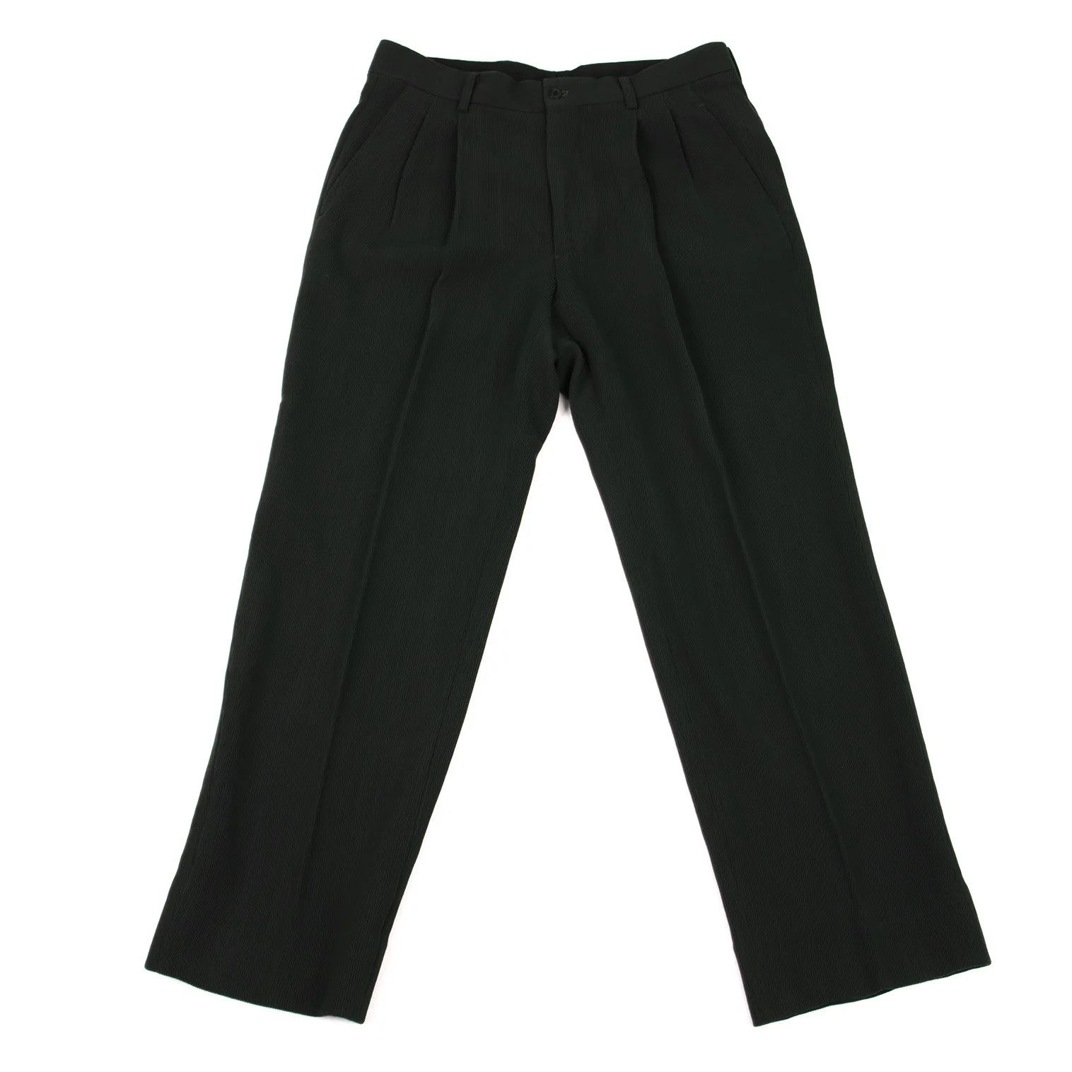 Issey Miyake Wool Two-Tuck Ribbed Pants in Deep Green XL Size US 38 / EU 54 - 1 Thumbnail