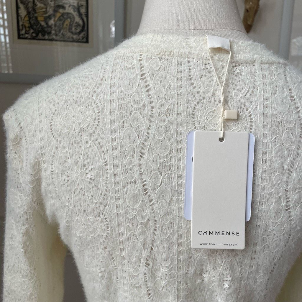 Other NWT Commense Floral Hollow Knit Crew Neck Long Sleeve Top Iv Size L / US 10 / IT 46 - 6 Thumbnail