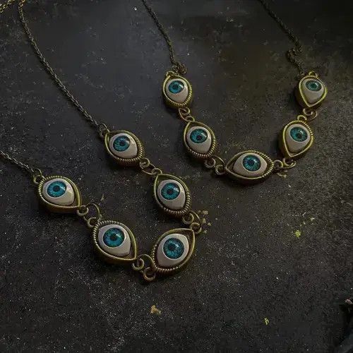 Japanese Brand Streetwear Eye Trippy Evil Jewerly Necklace Chain Art Size ONE SIZE - 2 Thumbnail