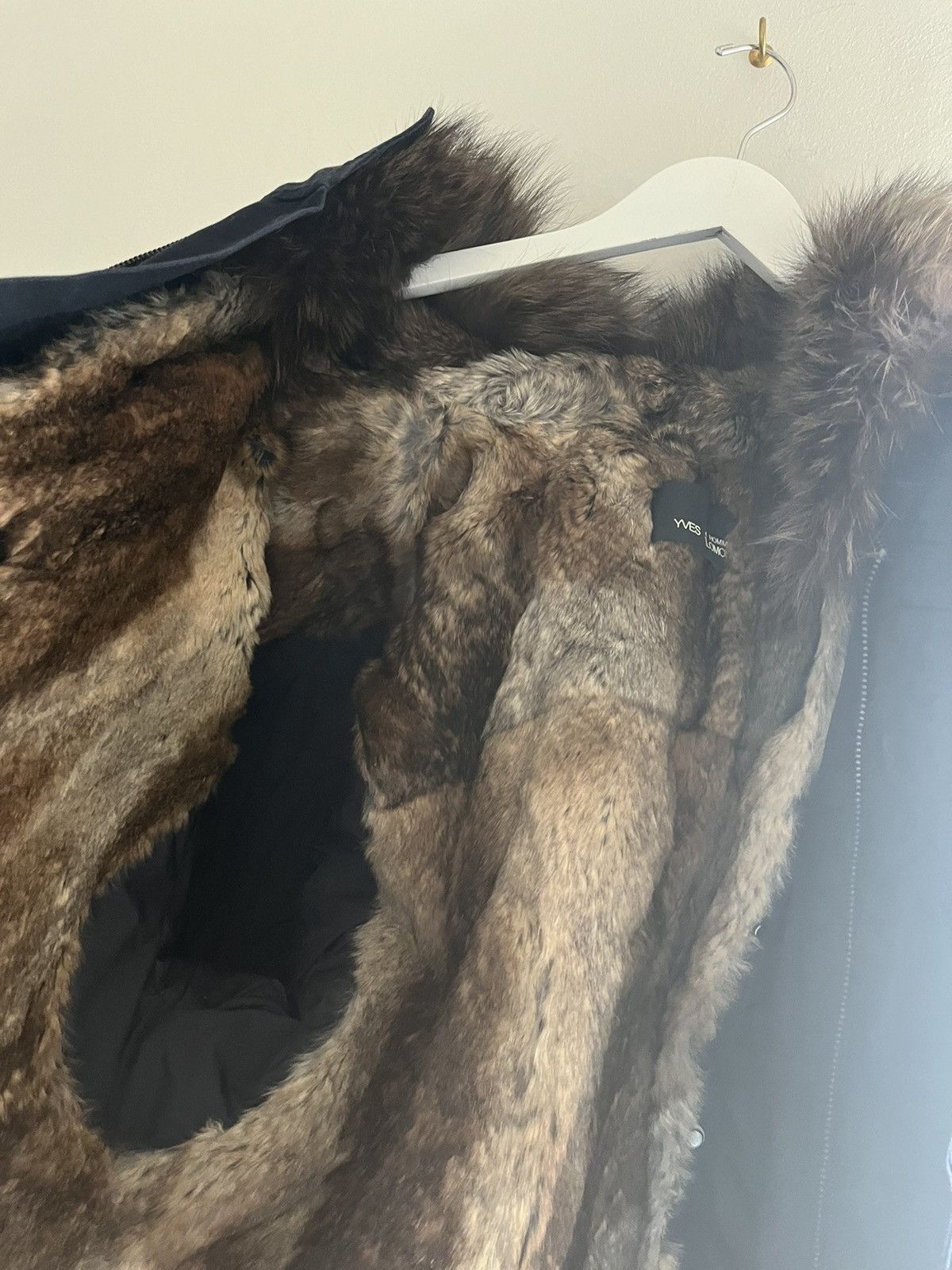 YVES SALOMON Blue Parka - detachable fox & rabbit fur liner