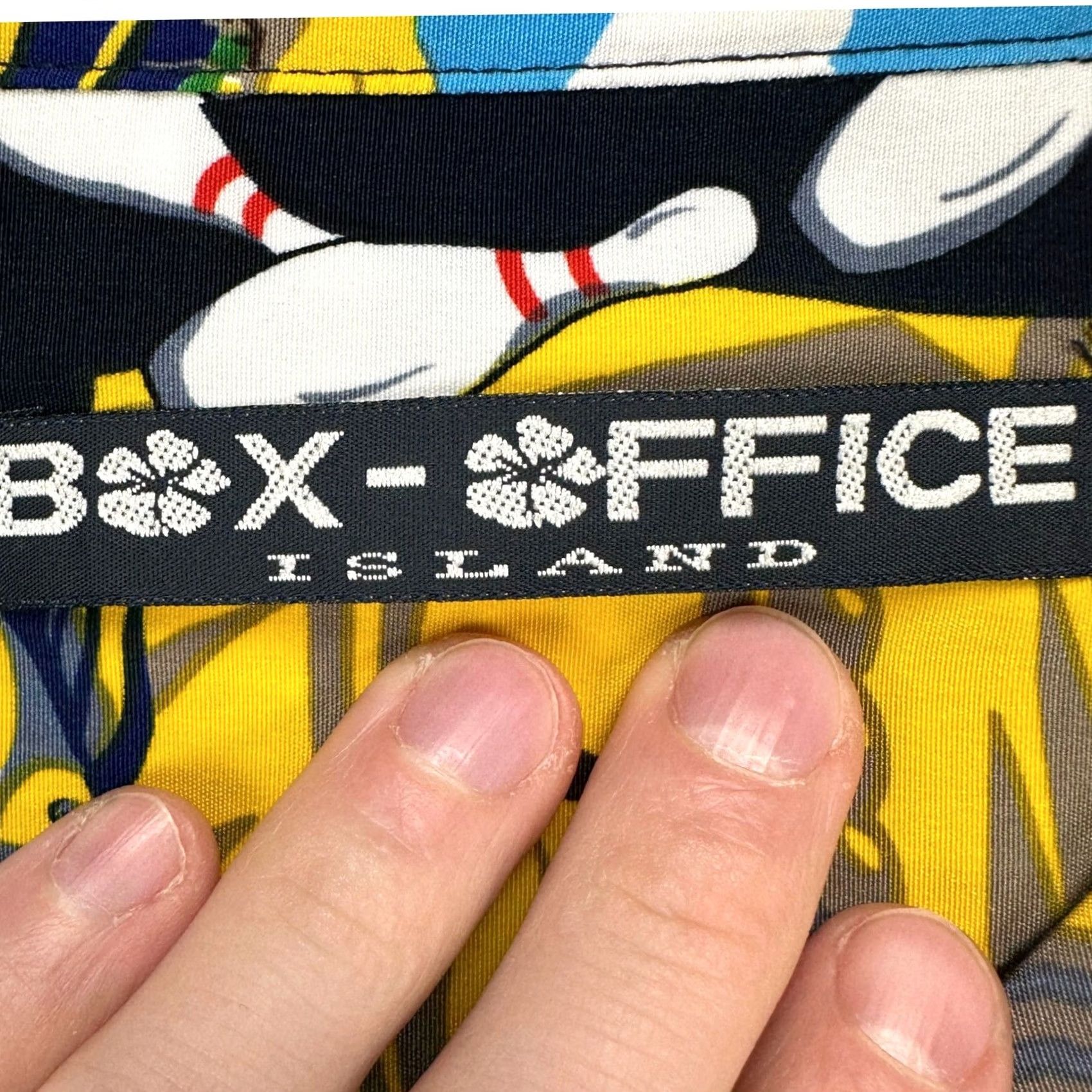 Vintage VINTAGE? Box-Office Men Hawaiian Shirt XL Navy Blue Yellow Bowling Button Up Short Sleeve Size US XL / EU 56 / 4 - 4 Thumbnail