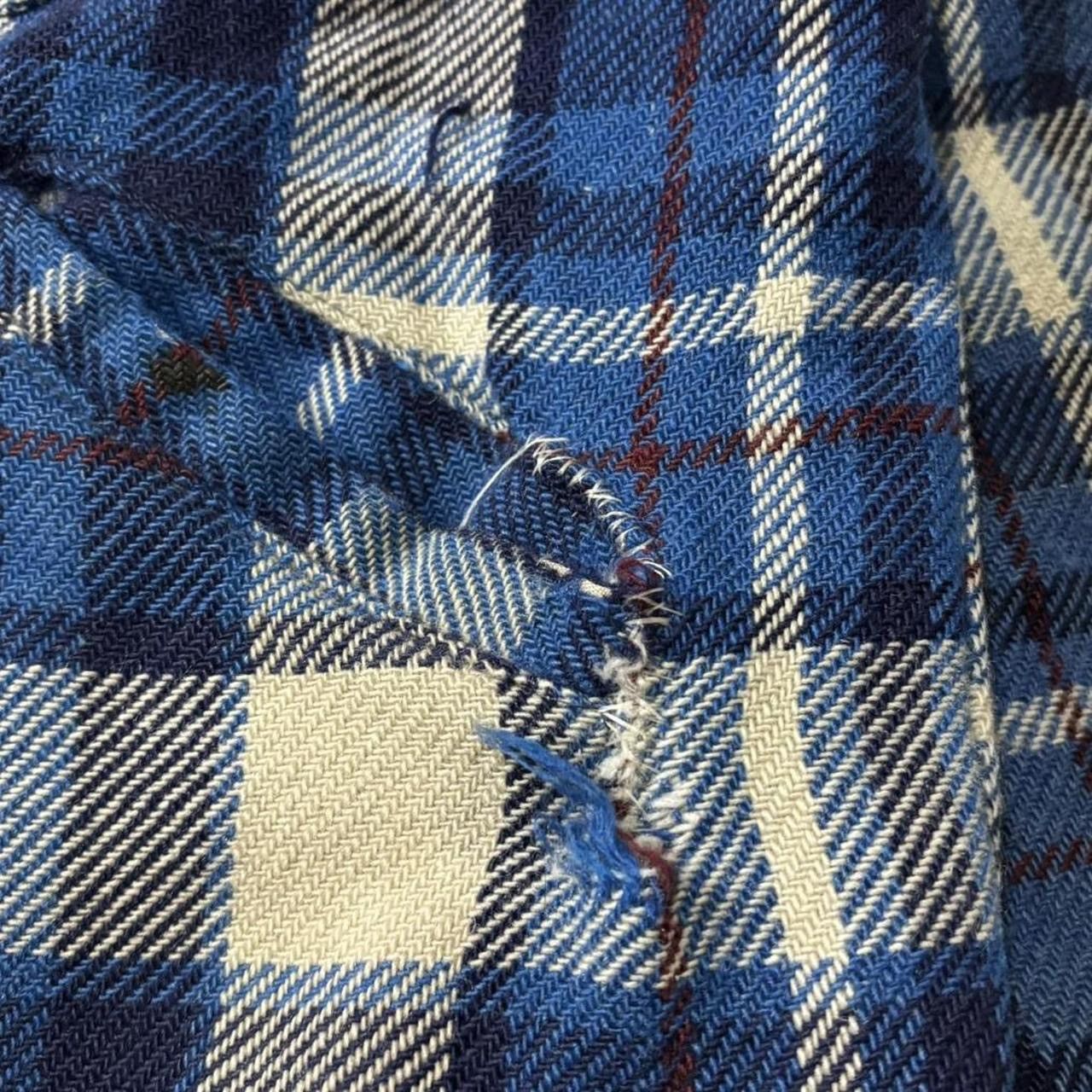 Vintage Vintage 70s Plaid Blue Wool Blend Full Zip Shacket Jacket Size US L / EU 52-54 / 3 - 2 Thumbnail