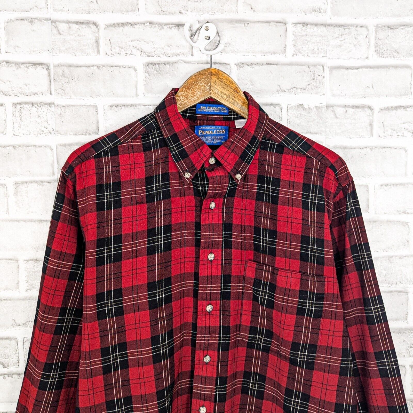 Pendleton Pendleton Virgin wool Button down flannel shirt Red plaid Size US L / EU 52-54 / 3 - 4 Thumbnail