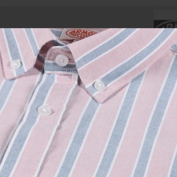 Armor-Lux Armor Lux Pink and Blue Striped Casual Button Down Shirt Size US M / EU 48-50 / 2 - 7 Thumbnail