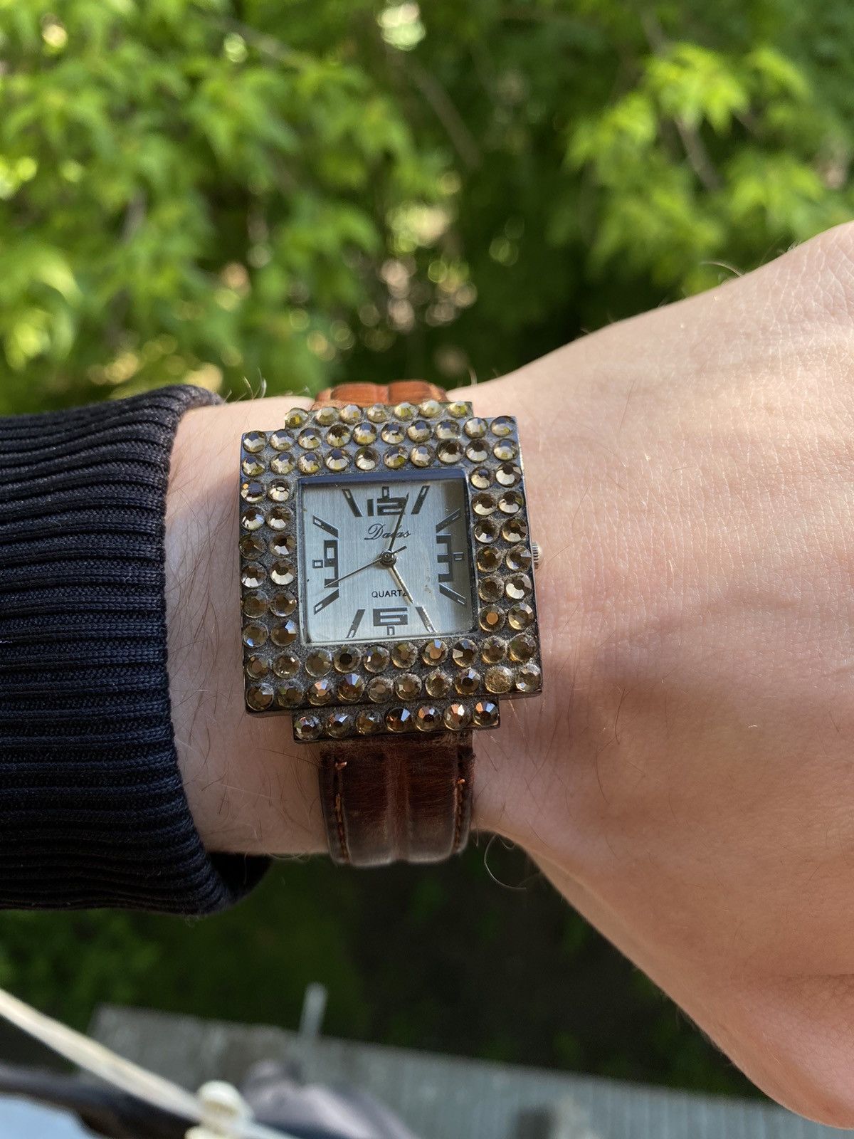 Jewelry × Vintage Stylish Watch Rhinestone Leather Strap Vintage Size ONE SIZE - 8 Thumbnail