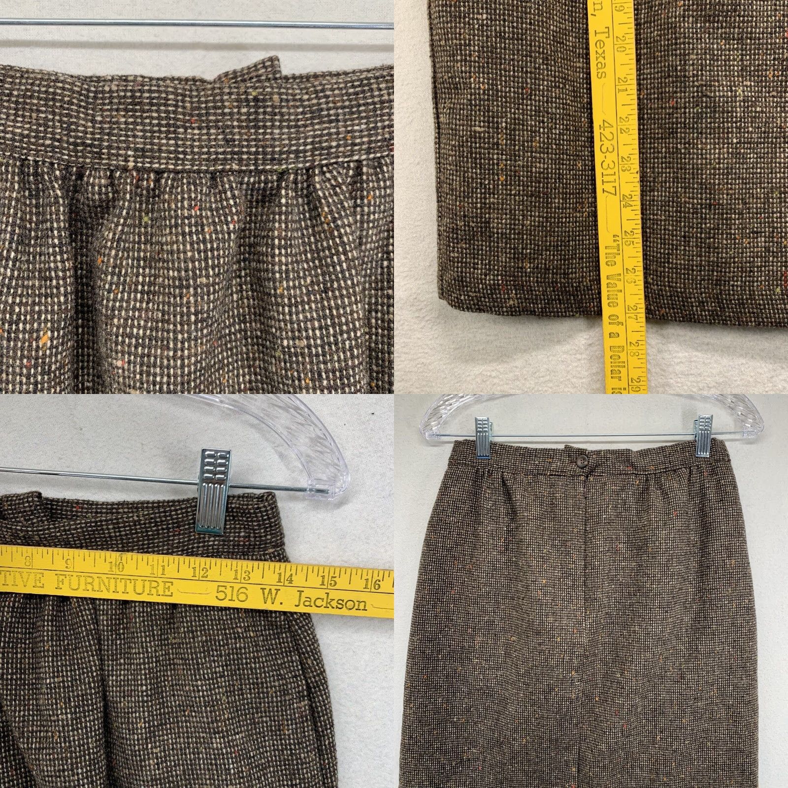 Vintage VINTAGE Russ Women's Plaid Skirt Size 10 Midi A-Line Brown Speckled 70s 80s Classic Size 32" / US 10 / IT 46 - 8 Thumbnail