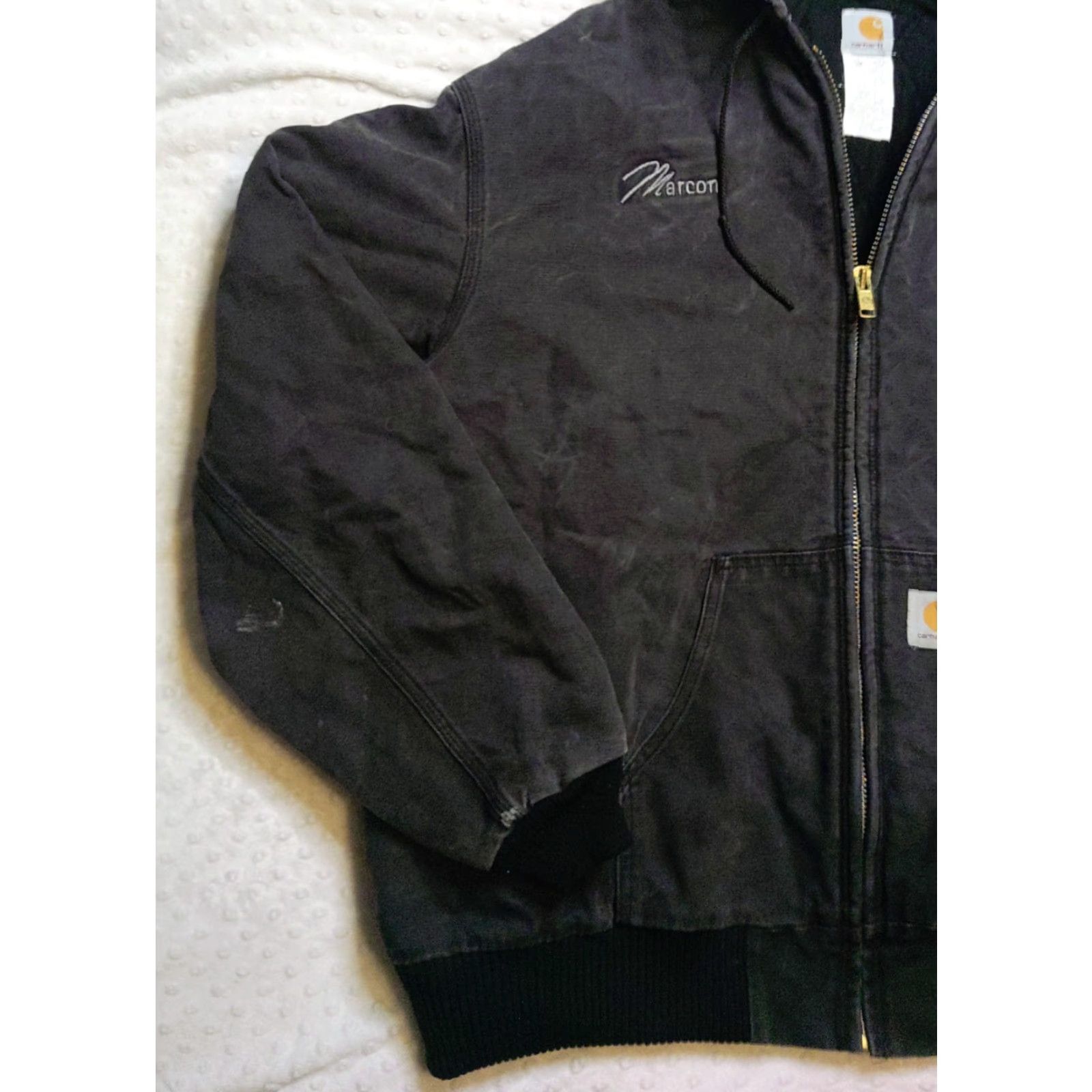 Carhartt VINTAGE Carhartt Jacket Mens 3XLT Black Hooded Full Zip Duck Active Lined USA Bomber Jacket Size US XXL / EU 58 / 5 - 3 Thumbnail