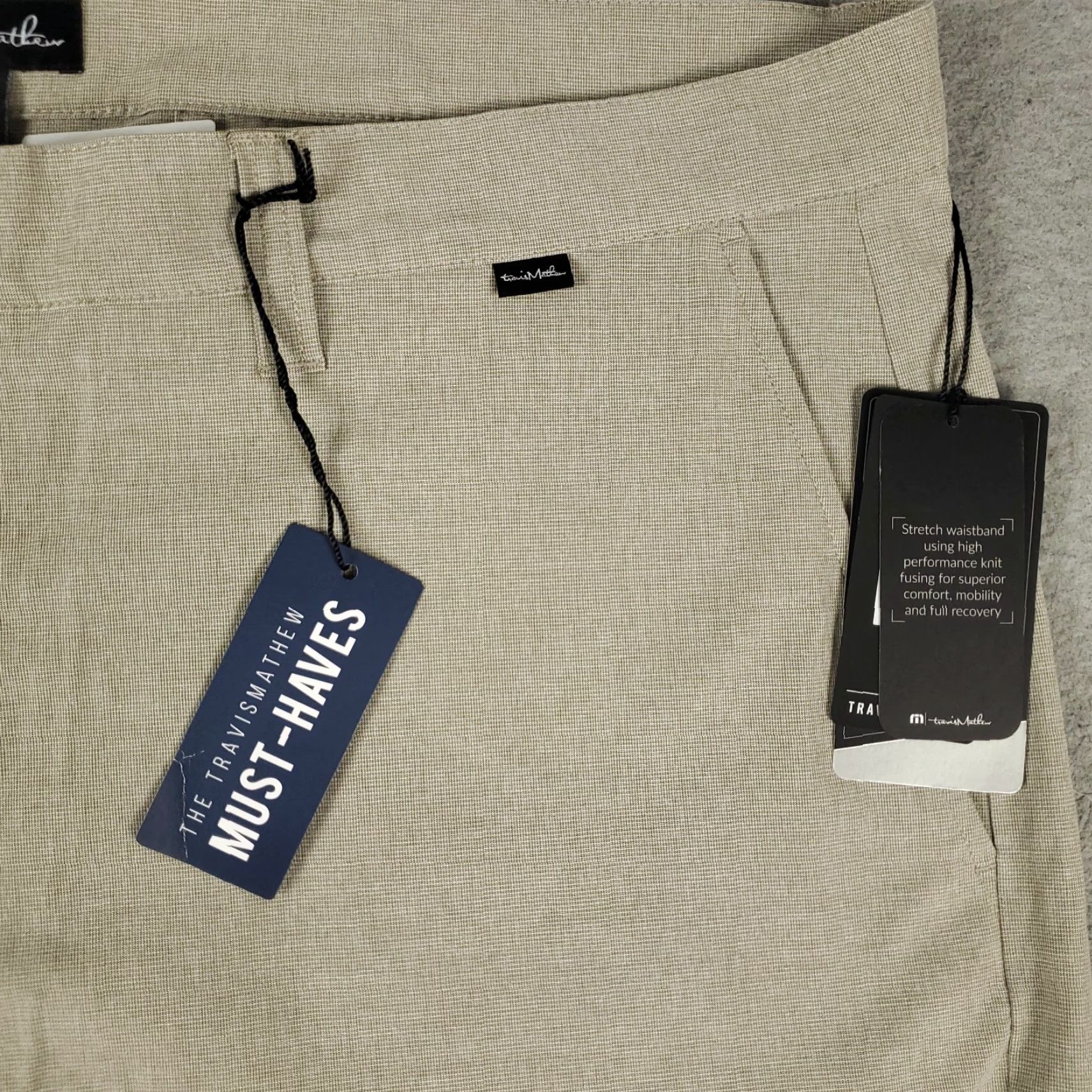 TravisMathew Travis Mathew Shorts Mens Size 42 Beige Golf Casual Flat Front Chino Stretch Pockets Inseam 10 in Size US 42 / EU 58 - 2 Thumbnail