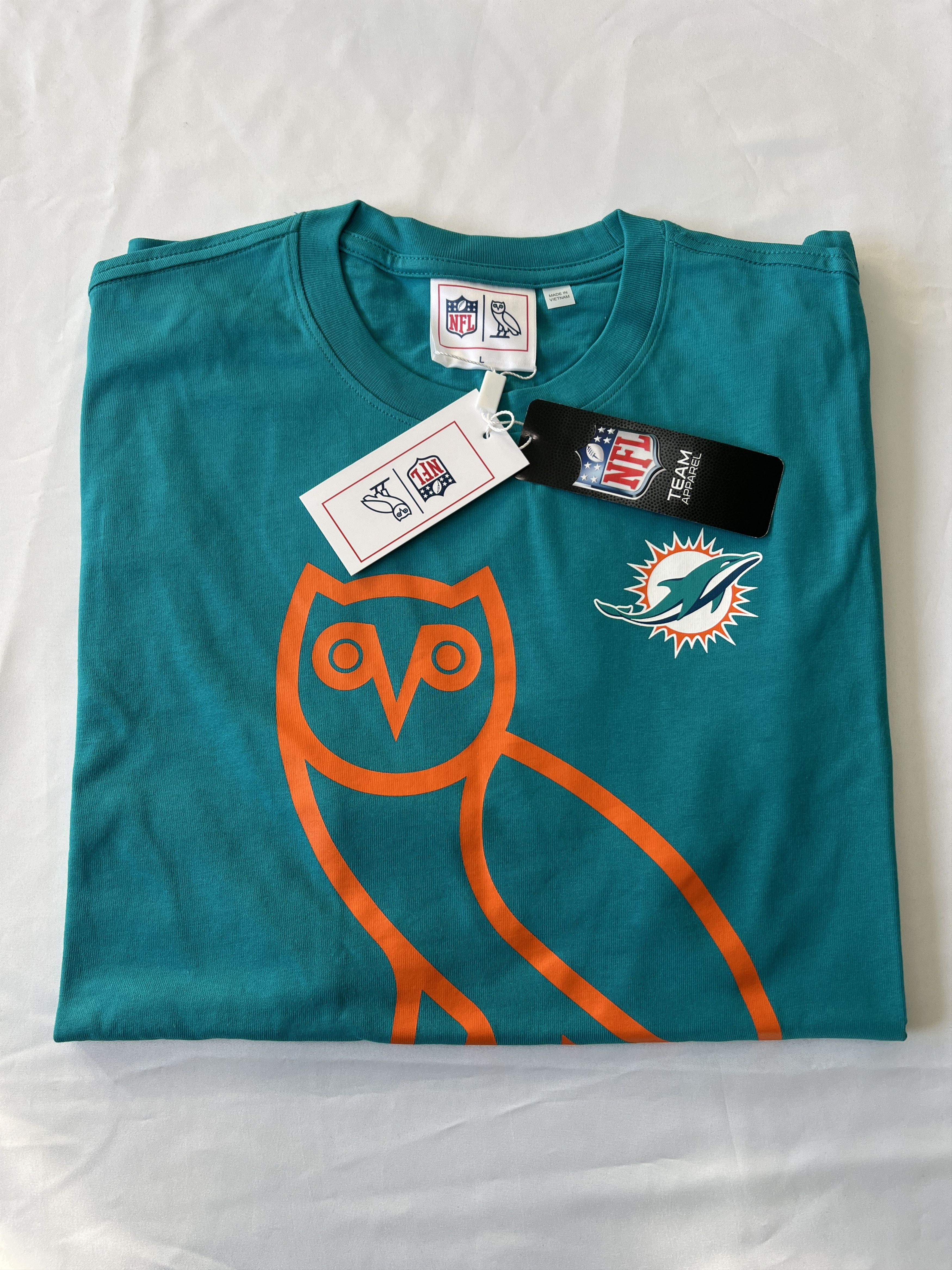 Drake OVO x NFL Miami Dolphins OG Owl T-Shirt Tee Size US L / EU 52-54 / 3 - 1 Thumbnail