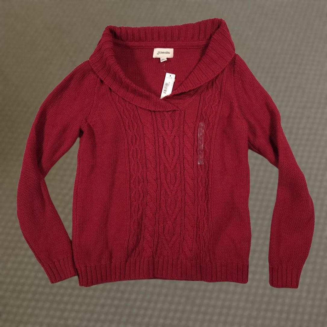 Vintage St. John's Bay Sweater Womens Large Red Cowl Neck Knit Pullover Long Sleeve Size L / US 10 / IT 46 - 1 Thumbnail
