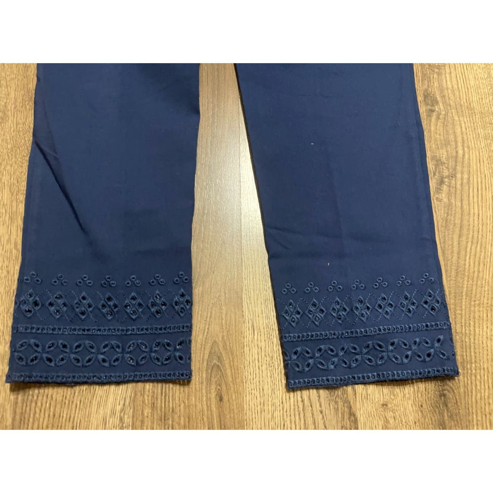 Vintage One 5 One Pants Women's Size 6 Blue Pull On Straight Leg Eyelet Hem Size 28" / US 6 / IT 42 - 4 Thumbnail