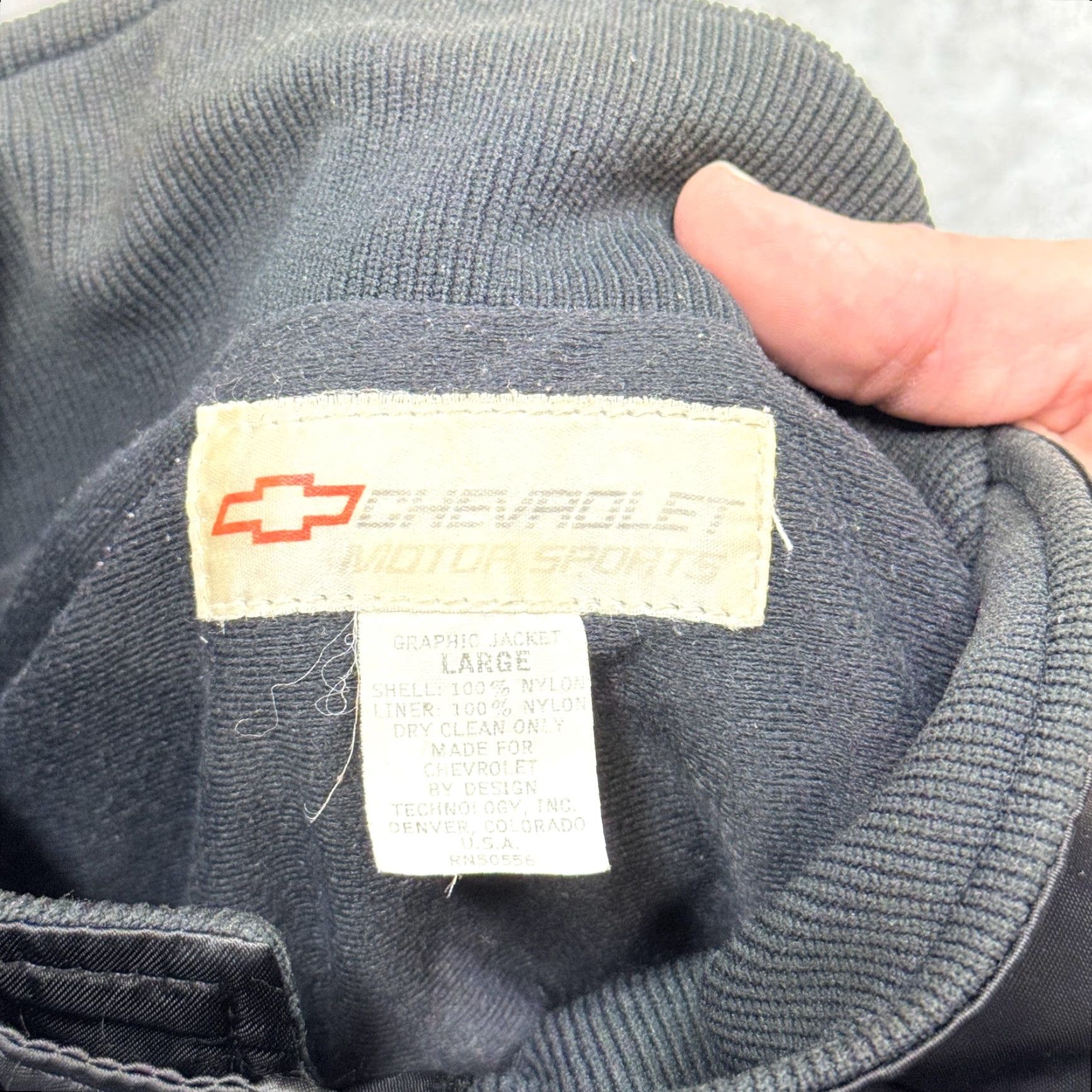 Vintage VINTAGE Chevrolet Motorsports Jacket Mens Large Bomber Chevy Thunder USA 90s Lightning Black Racing Casual Zip Solid Nylon Front Mens Size US L / EU 52-54 / 3 - 5 Thumbnail