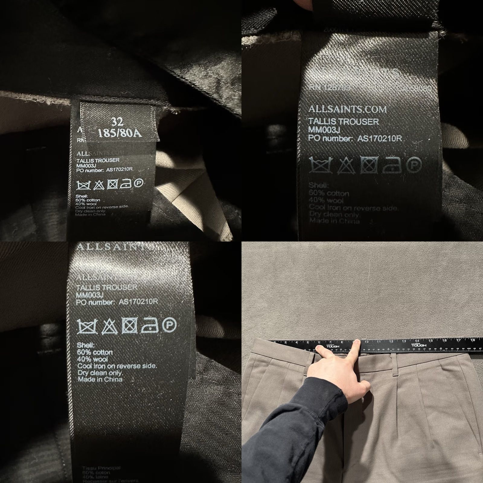 Allsaints Allsaints Pants Men 32 (35x26) Beige Tallis Trouser Pleated Wool Blend Cropped Size US 32 / EU 48 - 8 Thumbnail