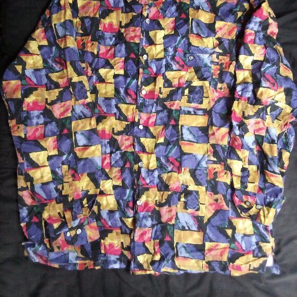 J.T. Beckett Vintage J.T. Beckett Abstract Geometric Silk Button Shirt Size US XL / EU 56 / 4 - 3 Thumbnail