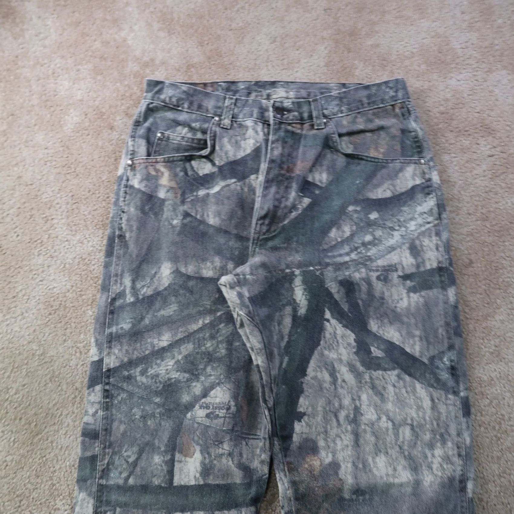 Wrangler VINTAGE Wrangler Jeans Pro gear Mossy oak Treestand Camo Men's 34x32 (32x30) Jeans Reg 32 Green Camouflage 90s Grunge USA Mens Size US 32 / EU 48 - 3 Thumbnail