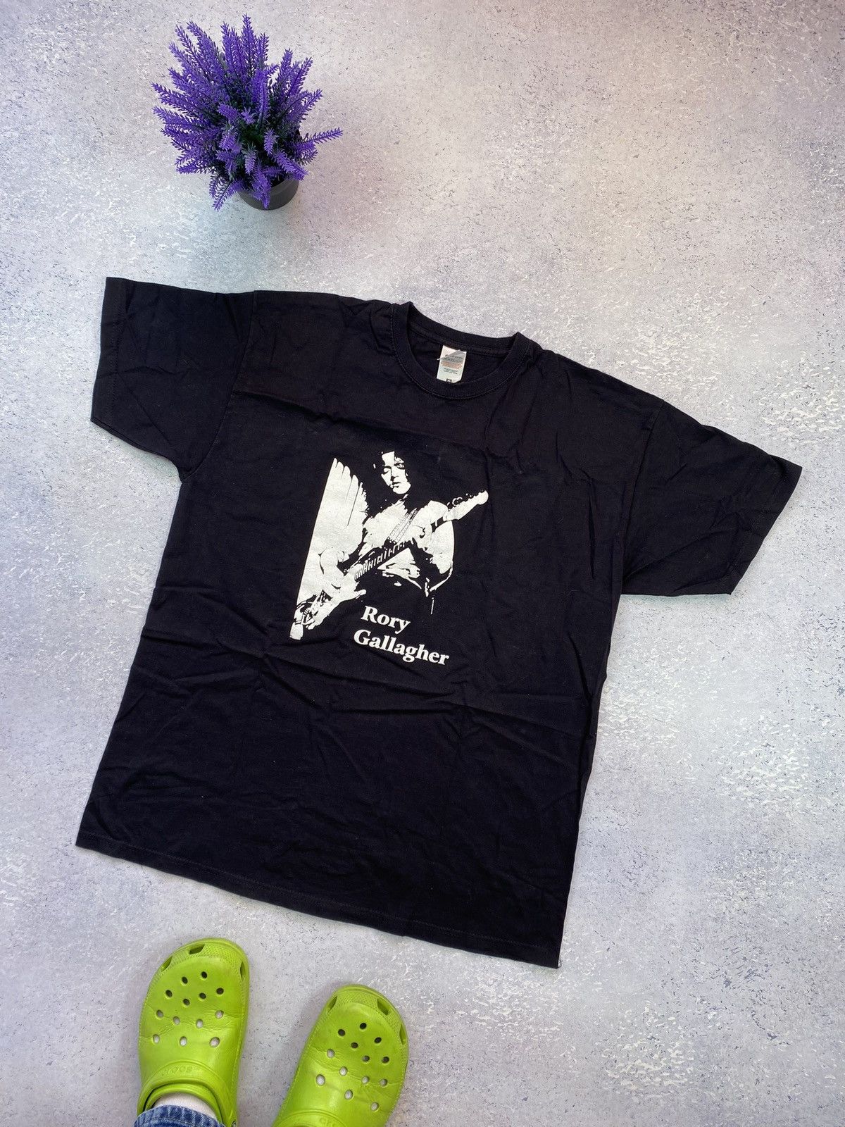 Band Tees × Vintage Vintage Rory Gallagher Men’s Black T-Shirt With Big Logo Size US XL / EU 56 / 4 - 1 Thumbnail